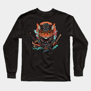 samurai cat Long Sleeve T-Shirt